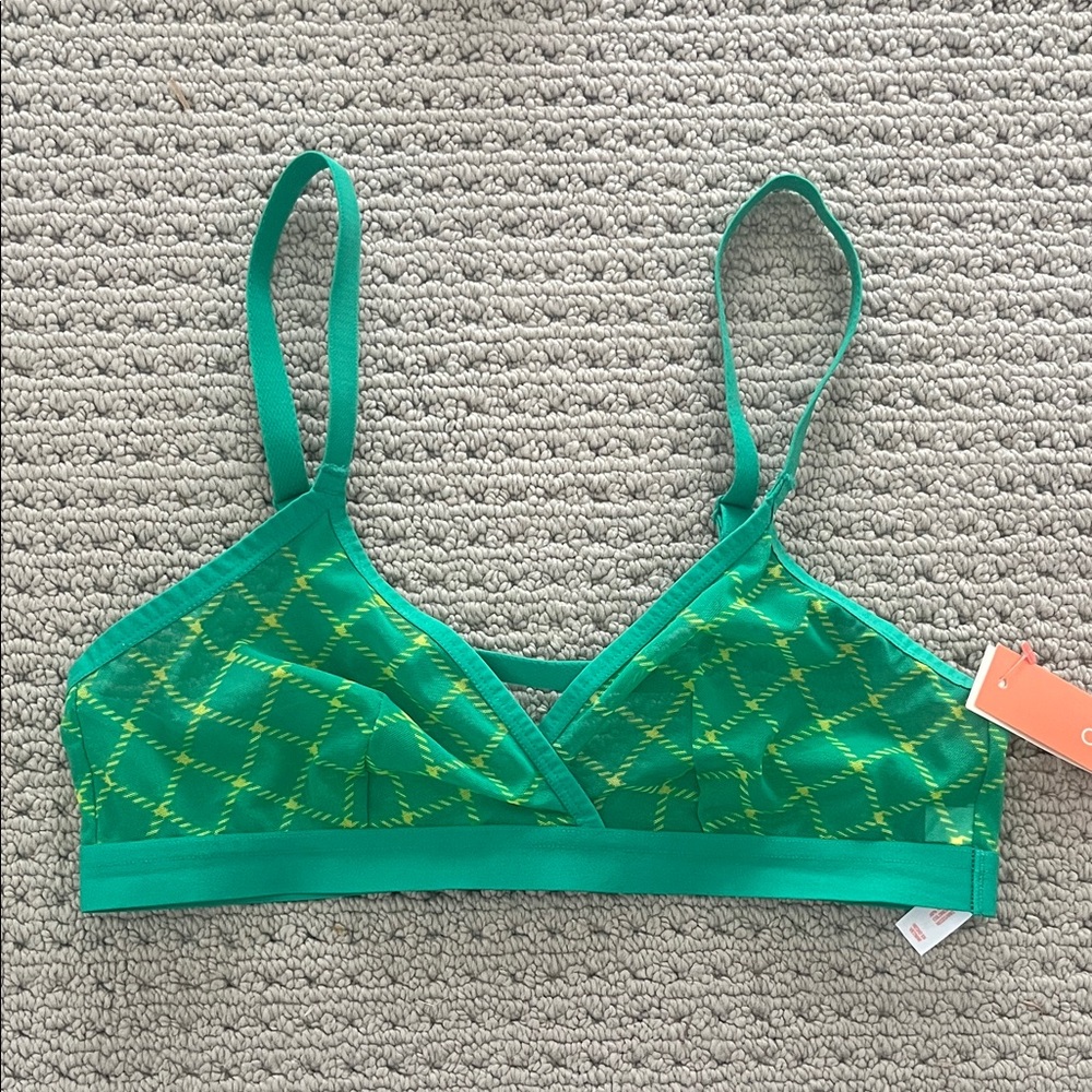 Colsie Green and Yellow Patterned Bralette M